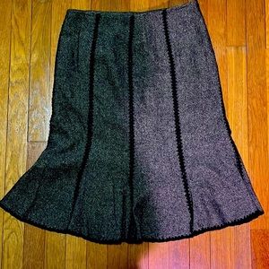 Gerard Darel Brown wool skirt with stitched panels and seams.